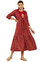 Soch Women Maroon Cotton Foil Print Kurtas