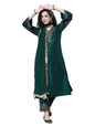 Varanga Women Blue Floral Printed Mandarin Collar Straight Kurta With Three-Quarter Sleeves, Paired With Solid Bottom And Printe