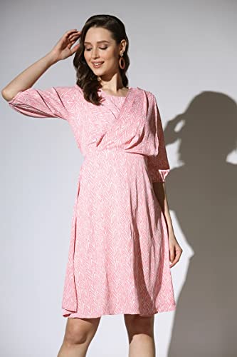 Leriya Fashion One Piece Dress for Women| Midi Dress for Women| Birthday Dress for Women (Small, Peach)