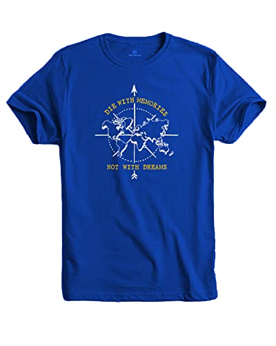 ADRO Die with Memories Not with Dreams Mens Cotton Printed T-Shirt (R21-M-DIE-RB_Royal Blue_XL)