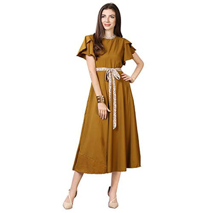 OOMPH! Womens Western & Fusion wear Midi Dresses for Women, Beach, Green - md64