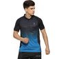 Campus Sutra MenS Jet Black & Sky Blue Ombre Polo Activewear T-Shirt For Casual Wear | Spread Collar | Short Sleeve | Half-Butt