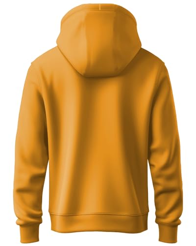 ADRO Men's Cotton Neck Hooded Sweatshirt (H21-M-NKY-MU_Mustard)