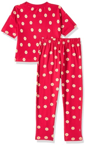 T2F Girls Cotton Printed Oversized Fit Crop Top and Pant Pajama Set