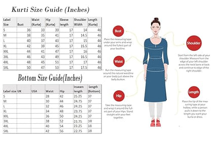 GoSriKi Printed Viscose Rayon Kurta Set for Women with Trousers & Dupatta, Size 48, Blue, Model TURAE RED-GS