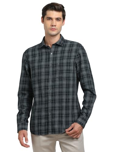Turtle Men 100% Cotton Indigo Slim Fit Black Casual Shirt