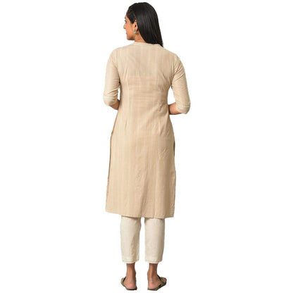 Aurelia Beige Geometric Printed Printed Cotton Regular Kurta For Women