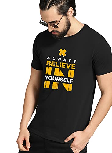 ADRO Believe in Yourself Printed T-Shirts for Men & Women (RNR-S35-BEL-BL)