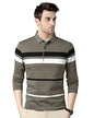Eyebogler Polo Neck Striped Tshirt For Men