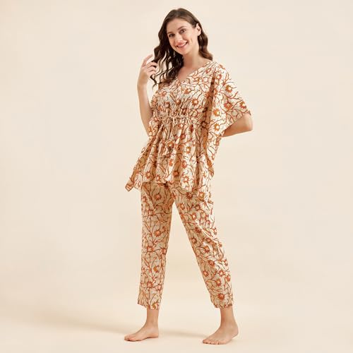 Sweet Dreams Women Printed Pyjama Set Brown