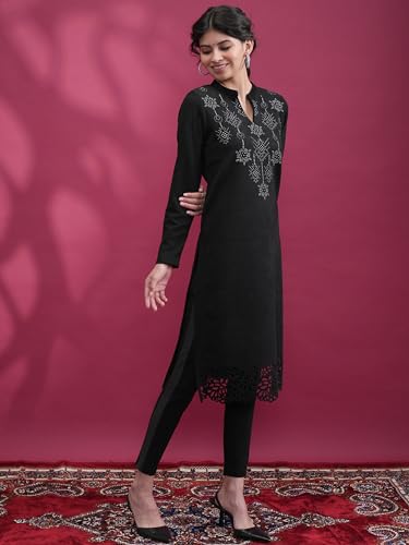Ketch WomenS Cotton Blend Regular Kurta (Khku000581_Black