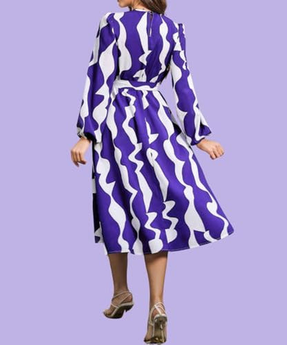 Leriya Fashion Rayon Fit and Flare Below The Knee Women Dress (LF-WD1221_Blue