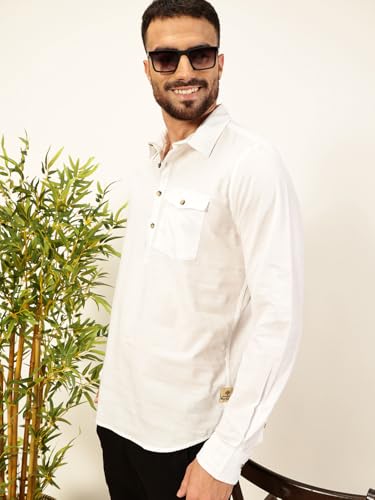 Thomas Scott Men Solid Cotton Linen Kurta Shirt (Ts1531)