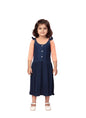 Aarika Girls Navy Blue-Peach Colour Cotton Blend Solid Dress-(3-9 Years)-(Oct_Dr-31439-Navy-Blue-Peach-22)
