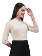 Style Quotient Women Solid Beige Cotton Regular Shirt