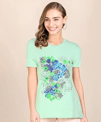 Lyra Pure Cotton Round Neck Long Printed T-Shirt For Women