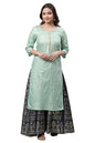 Aurelia WomenS Green Foil Printed Embellished Kurta
