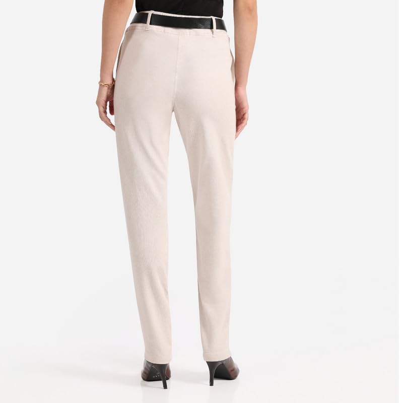 BlissClub Work-to-Wine Twill Straight Pants -Tall Above 55, Twill Pattern, Cotton Pants, Breathable and Stretchy