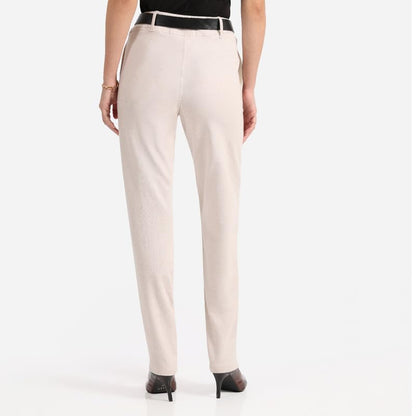 BlissClub Work-to-Wine Twill Straight Pants -Tall Above 55, Twill Pattern, Cotton Pants, Breathable and Stretchy