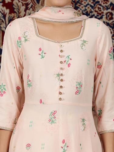 Aurelia Women? Floral Printed Flared Kurta Set with Palazzos and Dupatta for Women