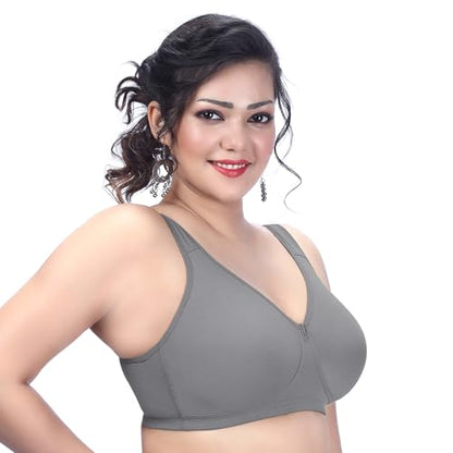 TRYLO Riza Comfortfit Non-Padded Non-Wired Bra 40D Grey Full Coverage