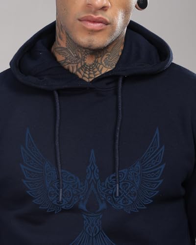 ADRO Men's Printed Hoodie, Size 16.5, Black, Model H24-PLN-BL, Comfortable Everyday Wear