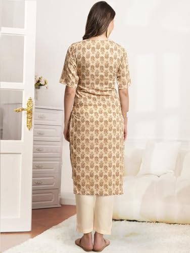 Pinkmint Printed Round Neck Kurta Set For Women Ll Kurti & Pant Set For Women Ll Regular Fit Kurta Set (Pack Of 2)