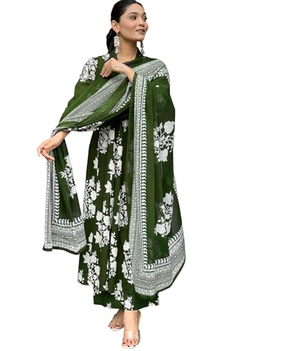 Toochki Salwar Suit With Dupatta For Women | Anarkali Salwar Suit With Dupatta For Women | Floral Printed With Embroidered Work