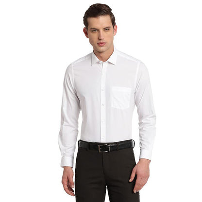 Turtle Men 100% Cotton White Plain Slim Fit Full Sleeve Formal Shirt