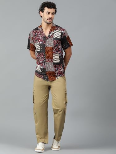 Kotty MenS Fashionable/Casual Printed Spread Collar & Premium Fabric & Stylish & Comfortable Casual Wear Shirt(Multicolor,Xl)