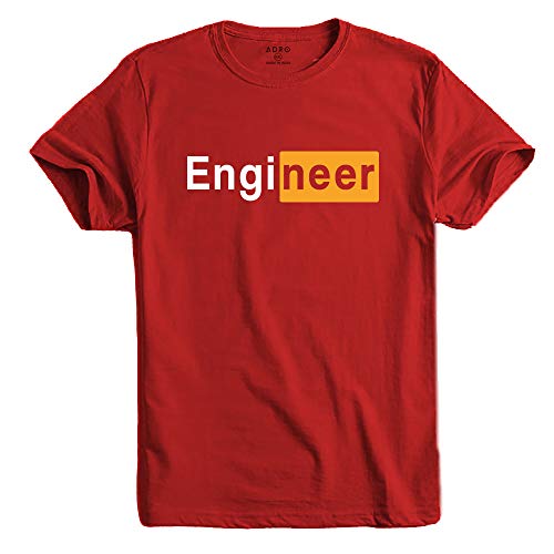 ADRO Engineer Mens Cotton Printed T-Shirt (R21-M-EGN-RD_Red_XL)