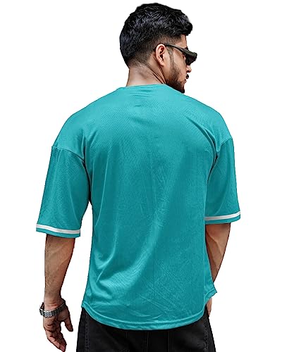 EYEBOGLER Mens Cotton Blend Round Neck Half Sleeve Oversized Printed Tshirt || Loose fit Tshirt