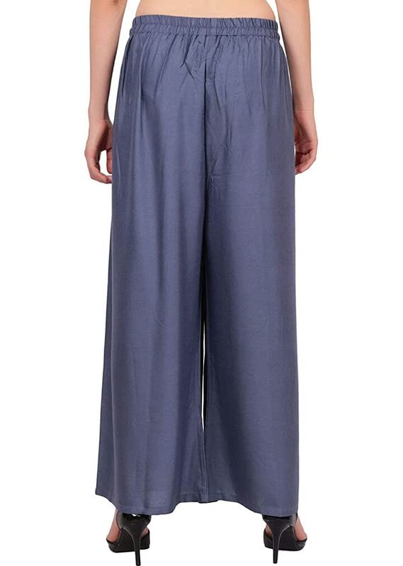 Fashion Gallery WomenS Rayon Relaxed Fit Palazzo Pants With Full Length Pull On Closure And Elasticated Flexible Waist|Palazzo
