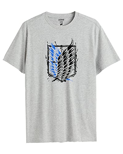ADRO Mens Attack on Titan Cotton T-Shirt (L, Grey)