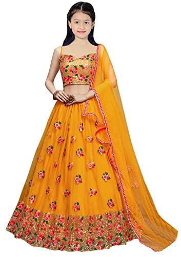 Suppar Sleave Girls Lehenga Choli Ethnic Wear Embroidered Lehenga, Choli And Dupatta Set Girls (Alexa)