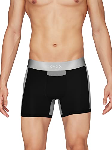 Xyxx MenS Underwear Illuminati Intellisoft Antimicrobial Micro Modal Trunk Pack Of 3 (Black & Steel Grey ; Black ; Black Iris;