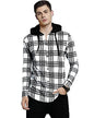 EYEBOGLER Men Checkered Hooded Neck White T-Shirt