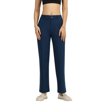 BlissClub Ultimate Straight Tailored Trosuers | CloudSoftTM | Gold Button | Belt Loops | Stylish Pintucks | Mock Fly | 2 Pockets