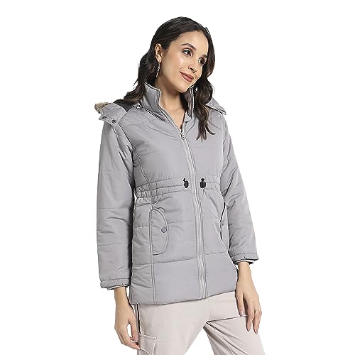Campus Sutra Womens Car Coat (CBAWW23_CSWAWJK0646GR_Light Grey