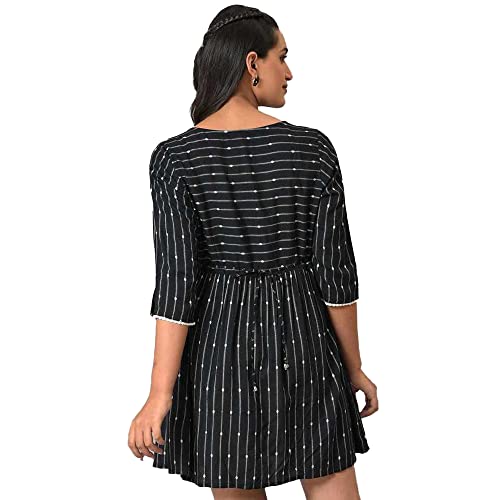 Black Dobby Fit And Flare Kurti