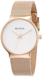 Titan Women Leather Silver White Dial Analog Watch -Nr95141Wm01, Band Color-Rose Gold, Rose Gold, Strap, Rose Gold, Strap