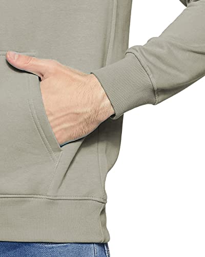 ADRO Men's Cotton Neck Hooded Sweatshirt (H22-1-PLN-CH_Beige)