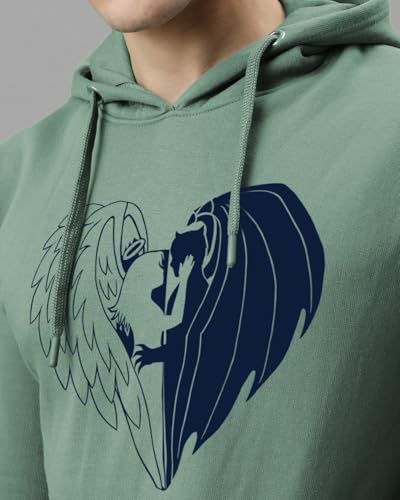 ADRO Men's Printed Hoodie - Cotton, Size 34, Pista, Model H24-DEVI-PT