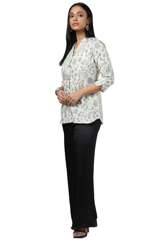 Soch Womens Beige Linen Floral Print Tunic
