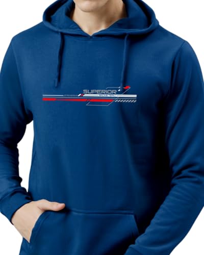 ADRO Hoodies for Men, 320 GSM Soft Cotton Hoodie Fabric, Long Lasting Printed Hoodie for Winter | Mens Hoodies | Sweatshirt for Men|H24-RAC-RB-M Royal Blue
