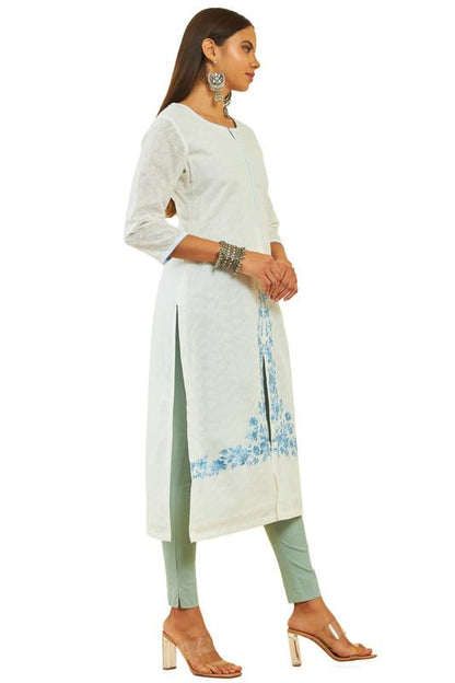 Soch Womens Cotton All-Over Thread EmbroideStraight Kurta