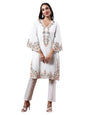 Varanga Floral Embroidered Pure Cotton Flared Sleeves V-Neck Straight Kurta With Trousers