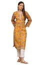 W for Woman Yellow Floral Printed Straight Kota Kurta