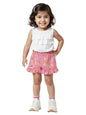 The Souled Store Garfield: Chillin Girls Elastic Pink All Over Printed Above Knee Length Regular Fit Cotton Shorts (2-8 Yrs)