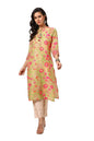 Soch Womens Light Green Muslin Blend Floral Print Kurta With Tassels